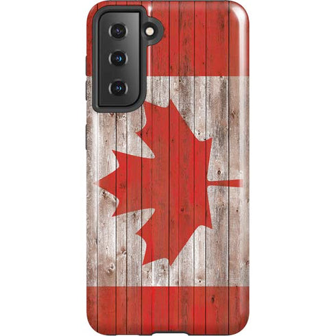Canadian Flag Dark Wood Galaxy S21 5G Pro Case